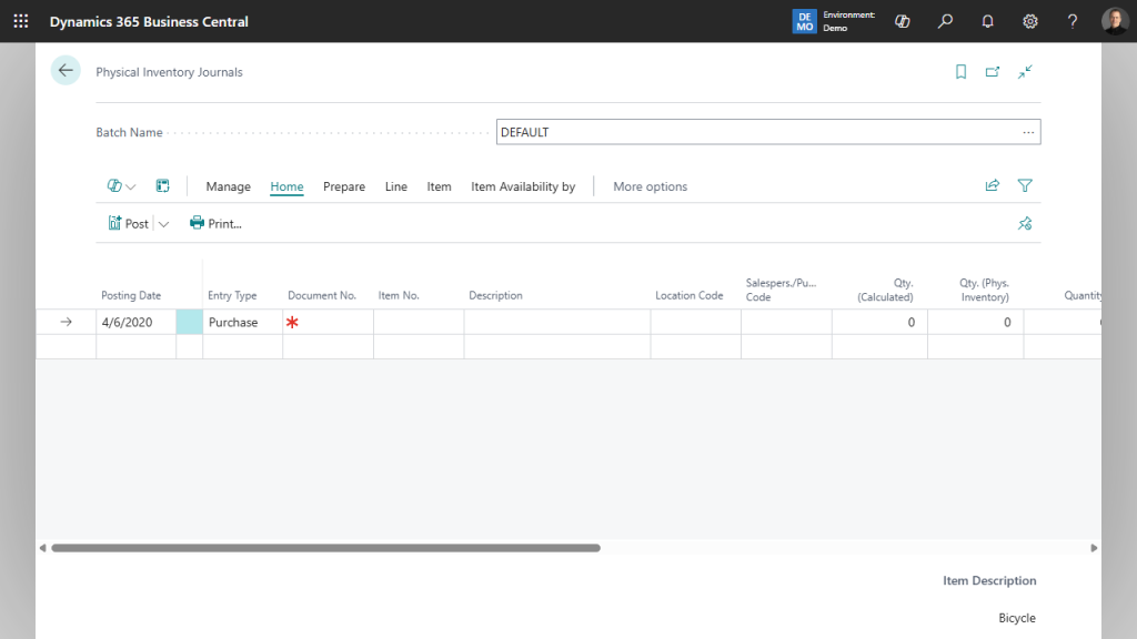 Business Central Standard (No Seamless Barcode Integration)