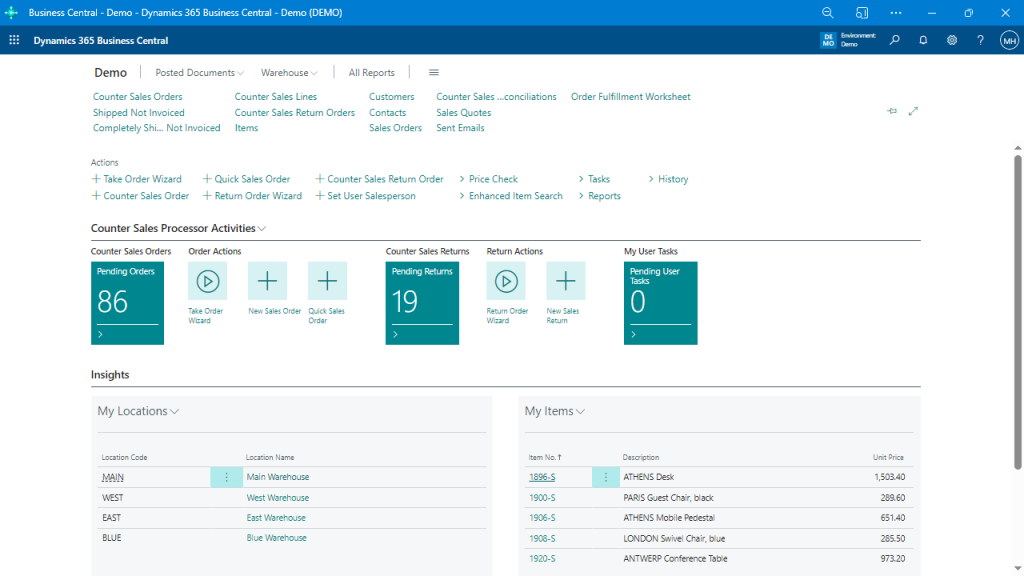 Point-of-Sale Operations with Counter Sales in Business Central
