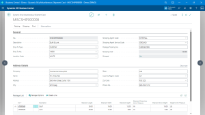 Miscellaneous Shipment Card