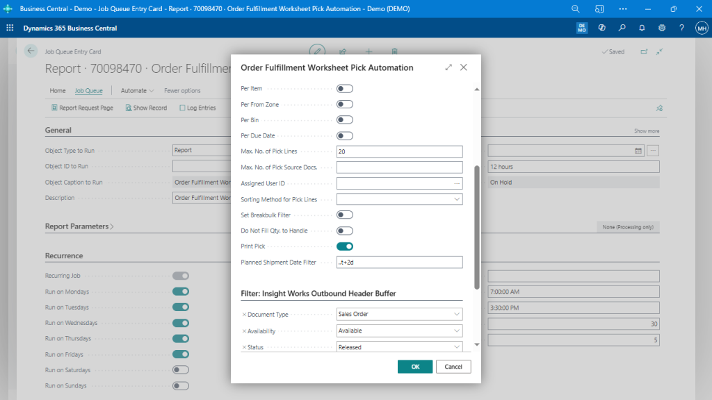 Automate Picks from the Order Fulfillment Worksheet