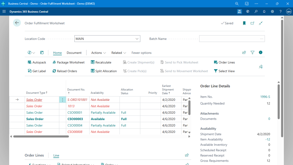 Visualizing Order Availability at a Glance