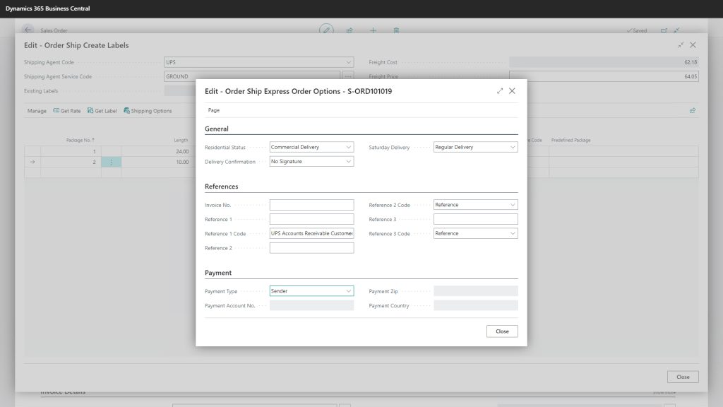 Order Ship Express Order Options