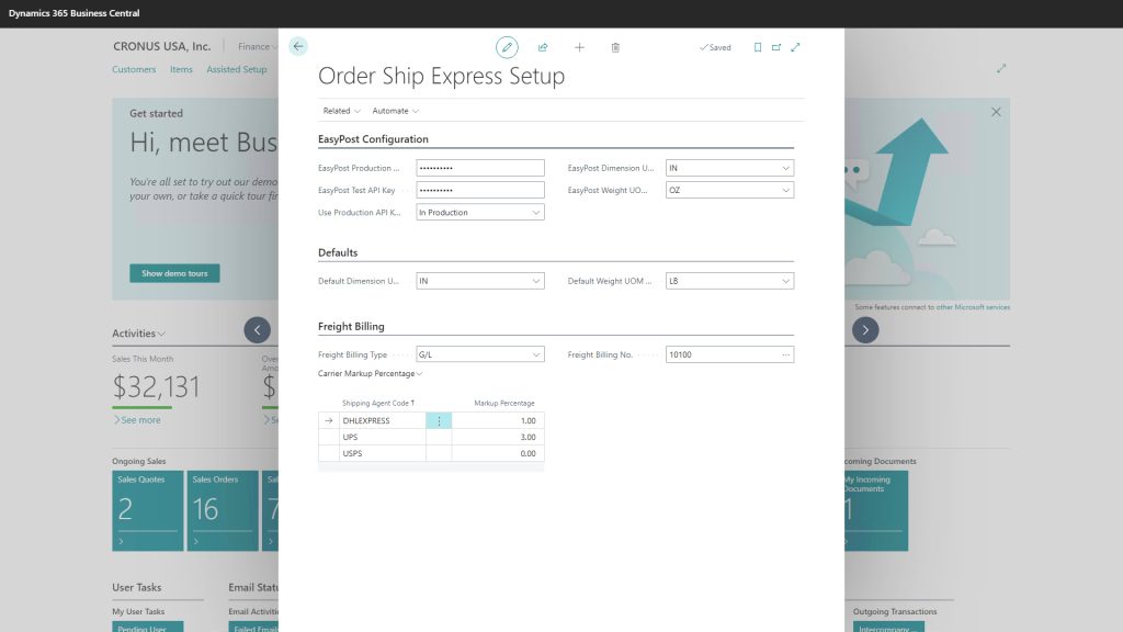 Order Ship Express Setup