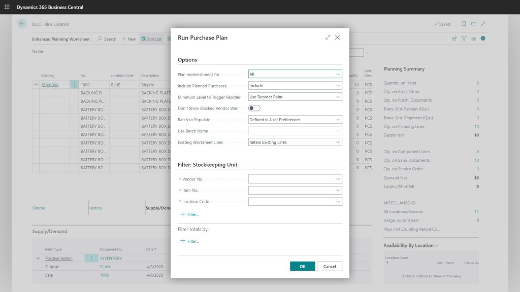 Planning Flexibility in Business Central - Purchase Plan