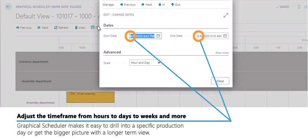 View your production schedule in Business Central