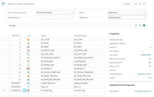 Warehouse Insight Device Menu